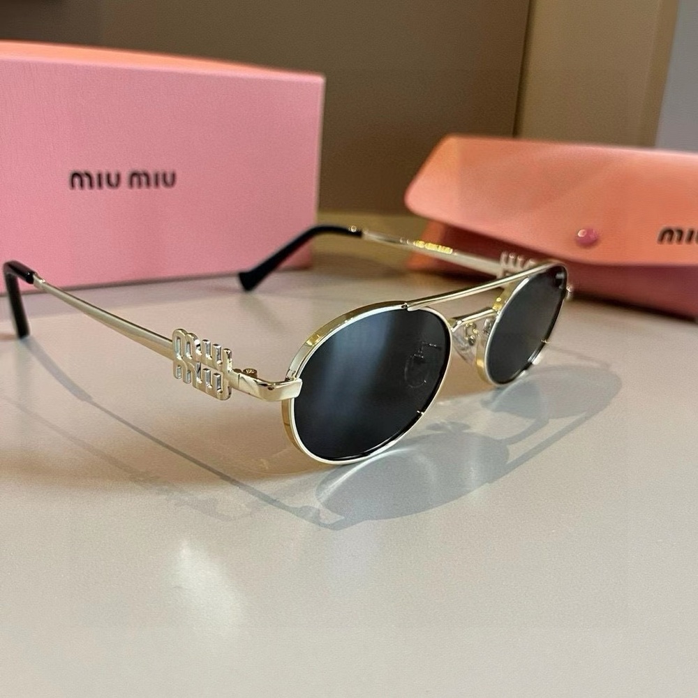 Miu Miu Gold and Black Sunglasses
